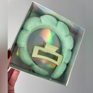 Mint Green Headband and Hair Clip Set